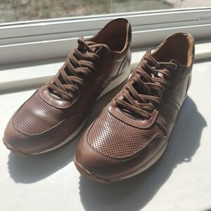 Kenneth Cole Made In Italy Brown Leather Sneakers Size 9.5